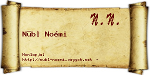 Nübl Noémi névjegykártya